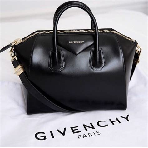 givenchy black bag with rings|Givenchy black logo handbag.